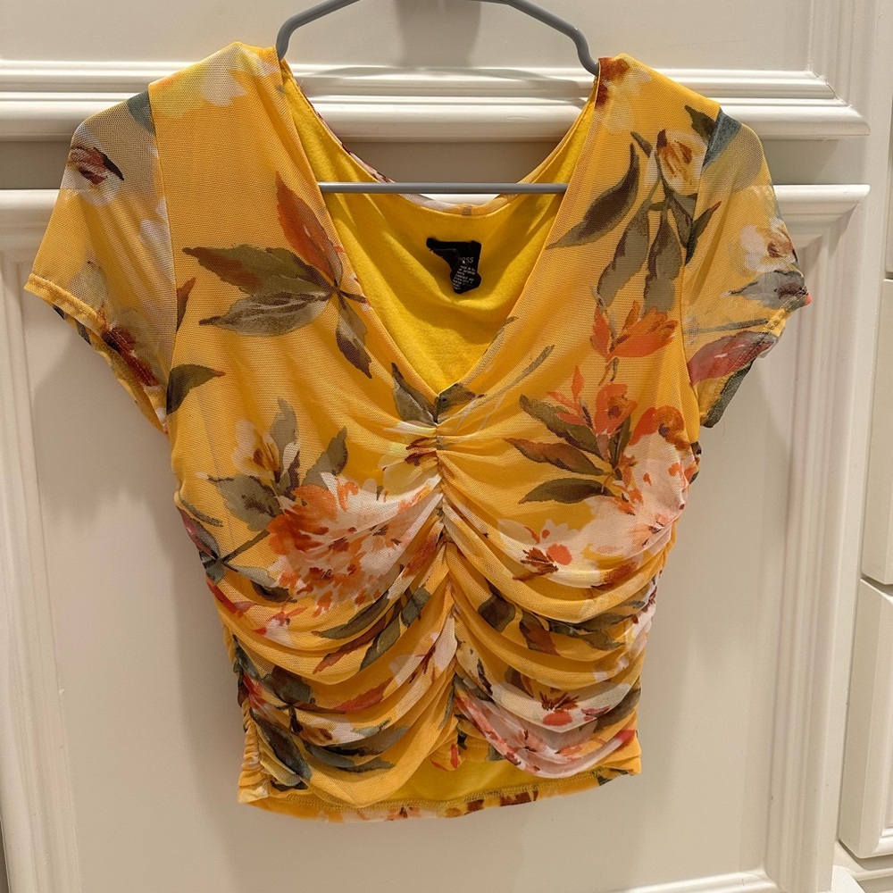 Mesh V-Neck Cropped Top